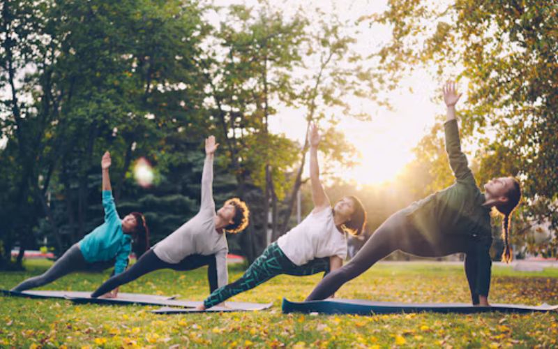 Group Yoga In Park